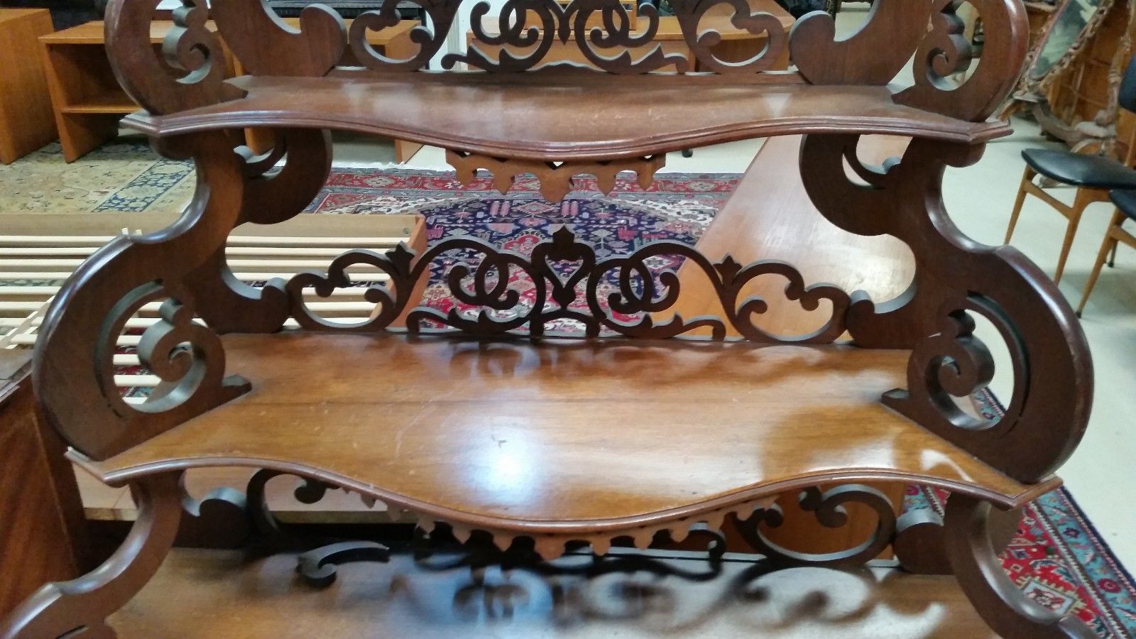 Antique Victorian  Carved Walnut Etagere