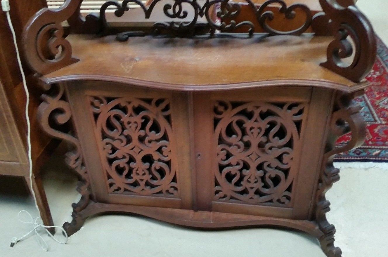 Antique Victorian  Carved Walnut Etagere