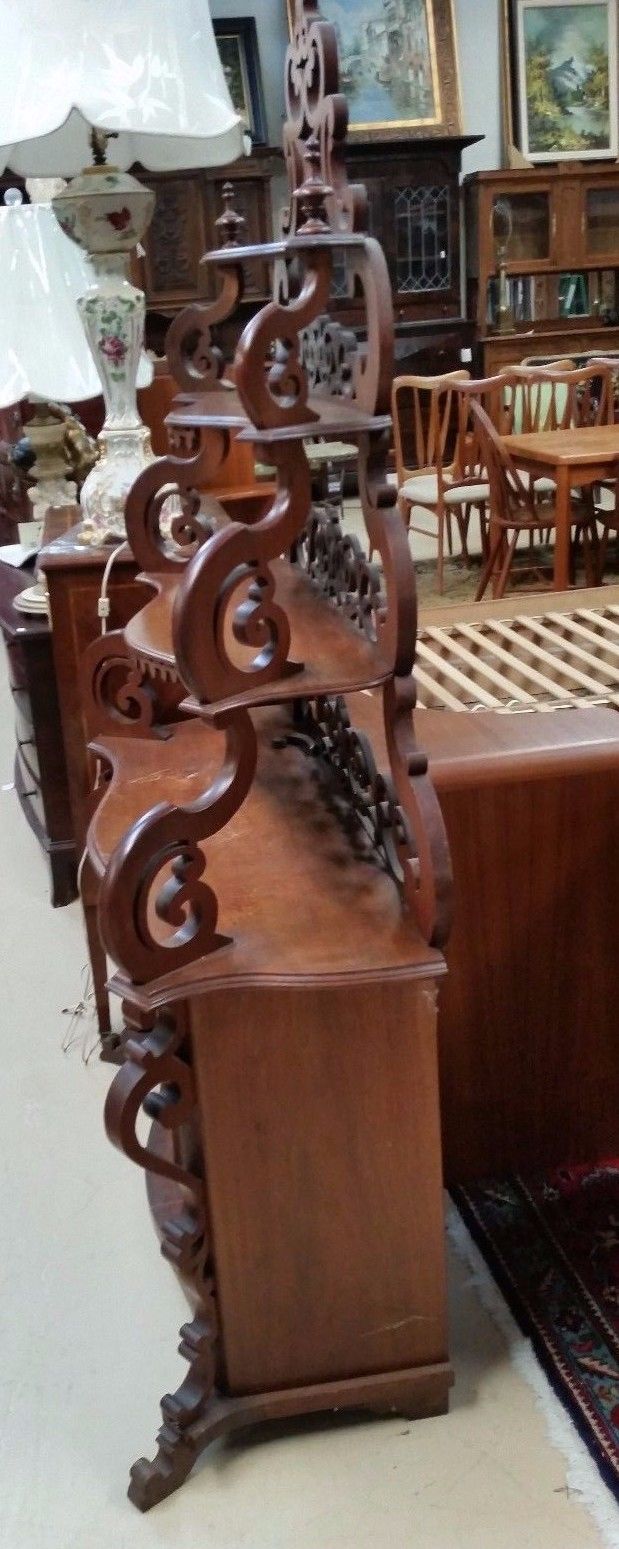 Antique Victorian  Carved Walnut Etagere