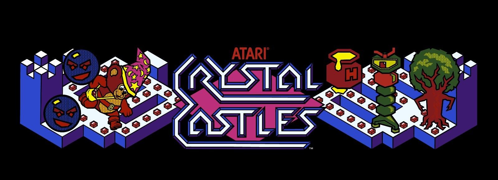 Crystal Castles Atari Arcade Marquee For Reproduction Header/Backlit Sign