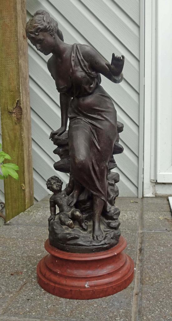Antique 19th Century  French Spelter Statue "Premier Appel" par Huppe c1875