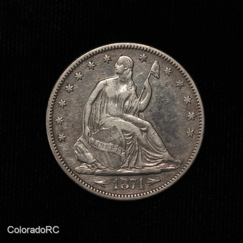 1874 50C U.S. Mint Seated Liberty Silver Half Dollar - XF