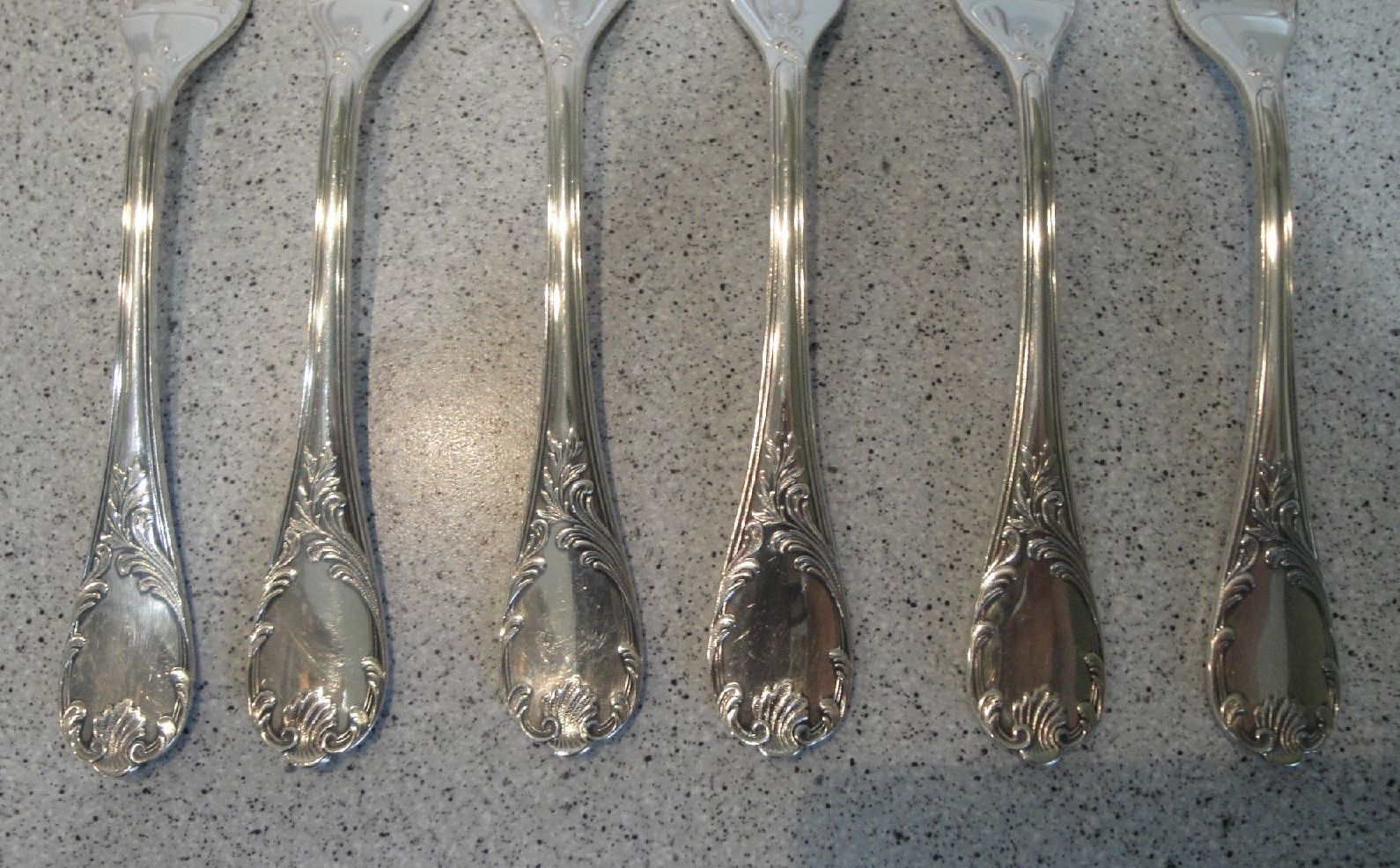 SET of 6 Christofle MARLY Silver-plated Forks FRANCE 8,07 inches