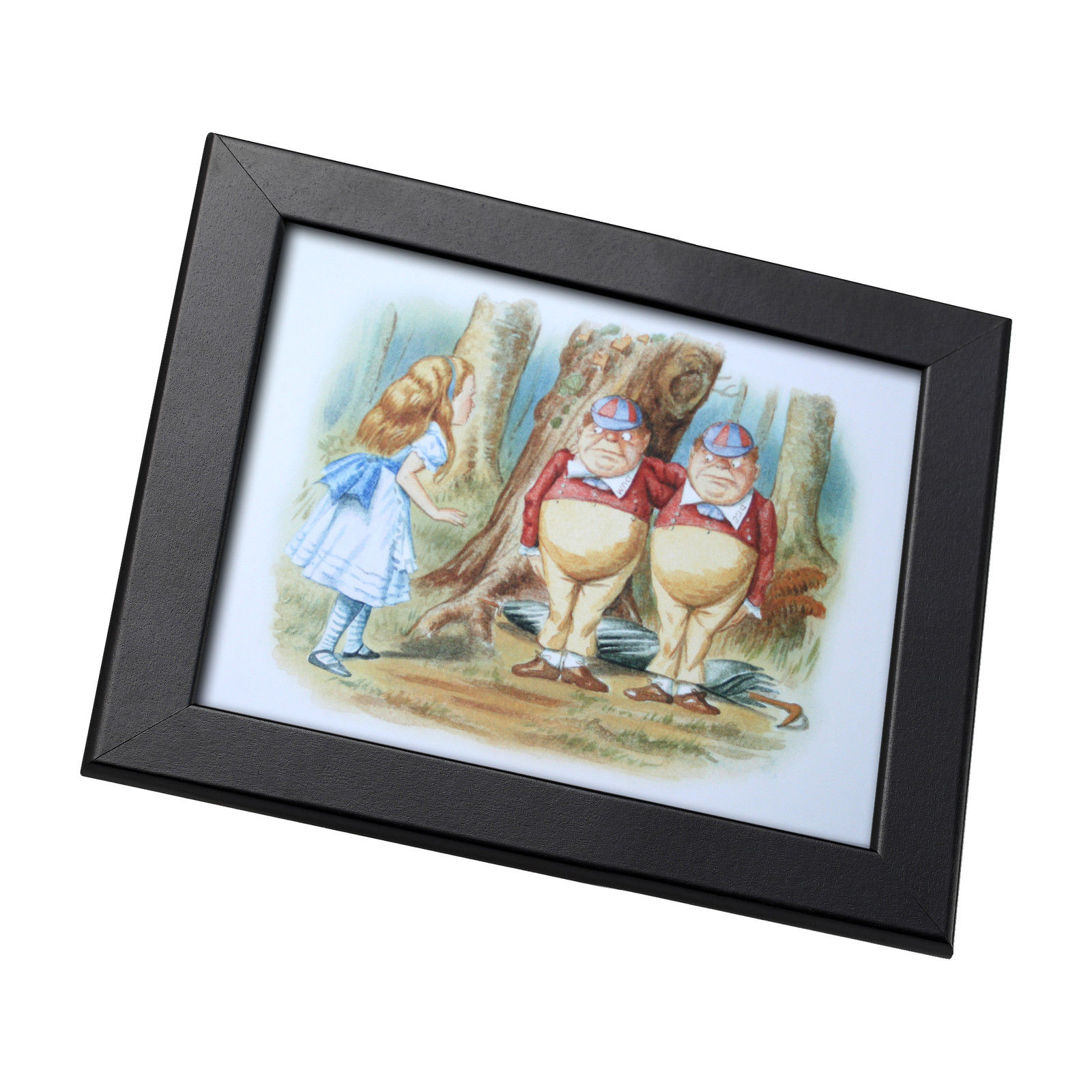 Alice in Wonderland Framed Genuine Postcard Alice Meets Dum And Dee Frame