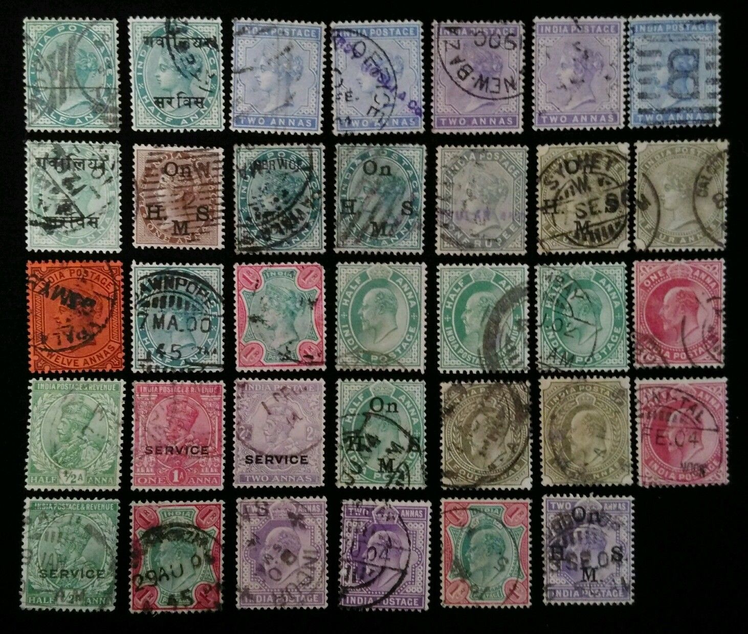 British India Stamps - Good lot of 34 Fine Used Stamps