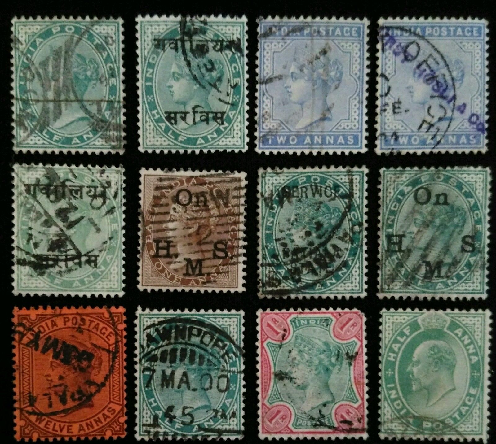 British India Stamps - Good lot of 34 Fine Used Stamps