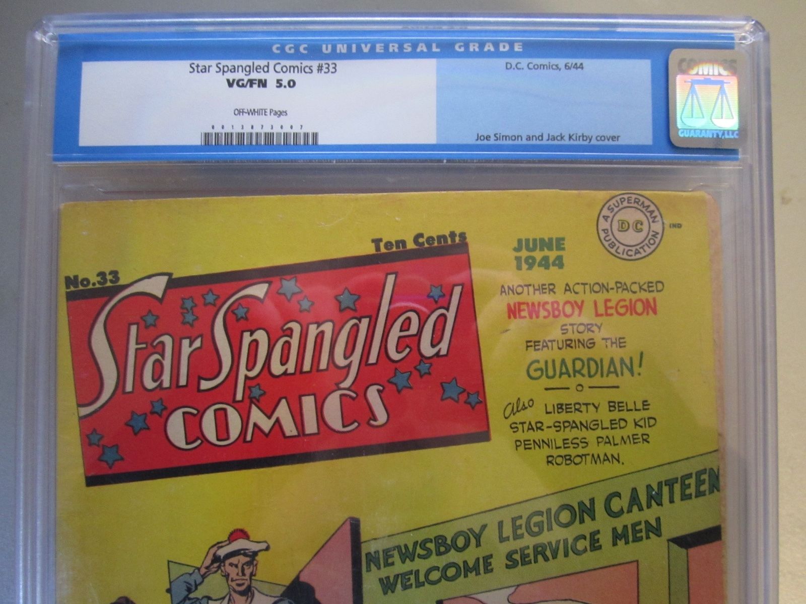 STAR SPANGLED COMICS #33 CGC 5.0 COMIC BOOK 1944