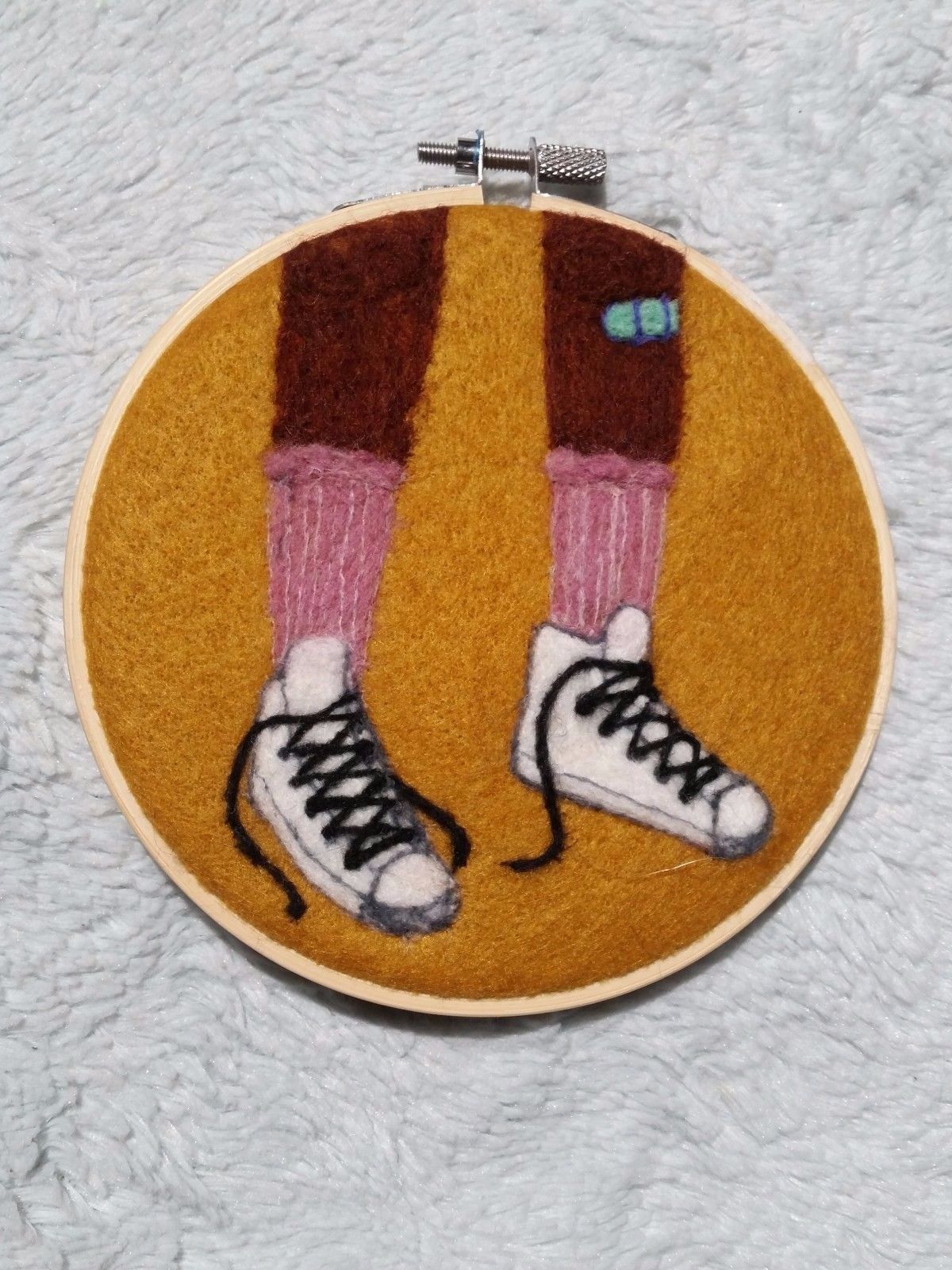 Needle Felt Wall Art Decor Brown Skin African American Art Embroidery Hoop Art