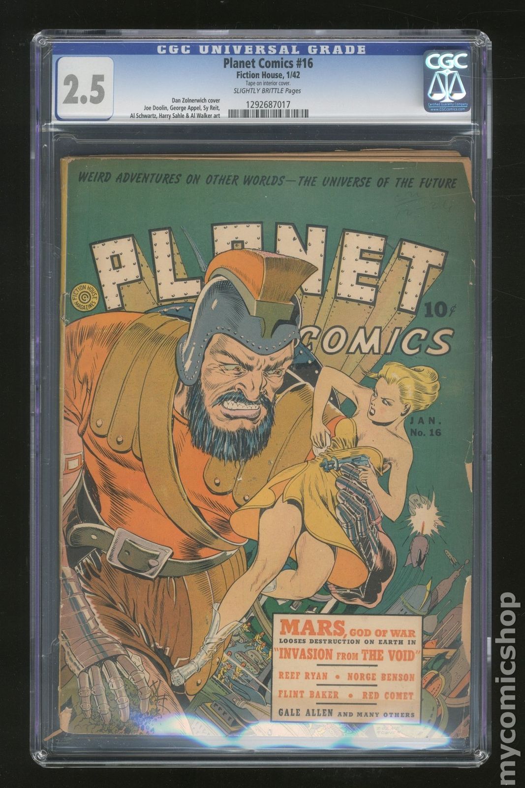 Planet Comics (1940 Fiction House) #16 CGC 2.5 1292687017