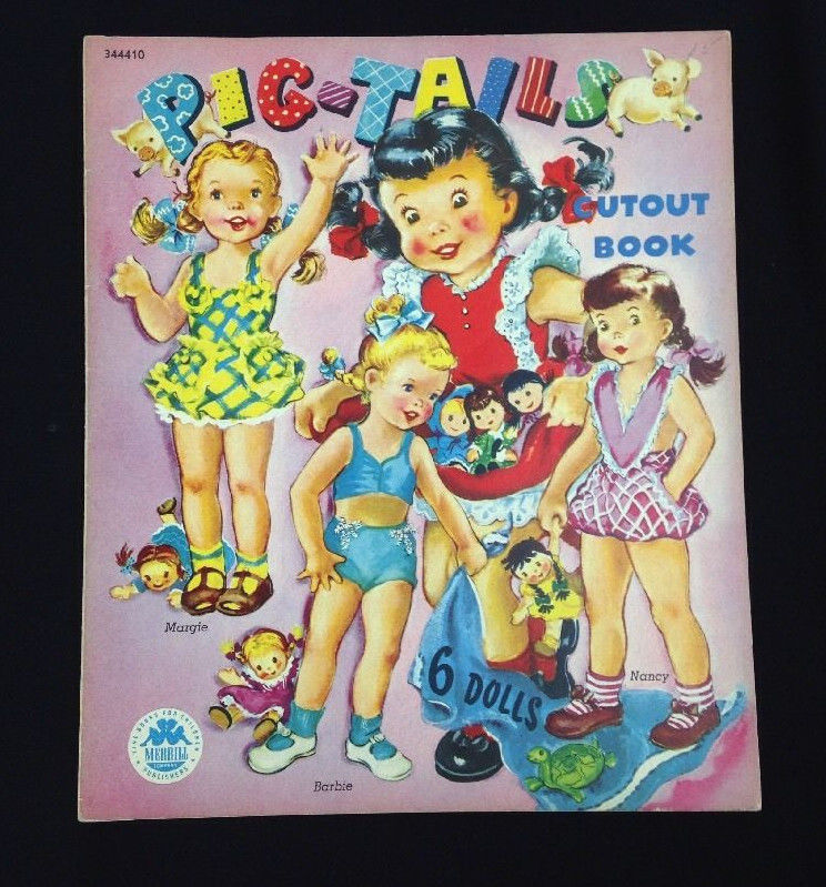 1949 Original Vintage Merrill Pig-Tails Toddler Girl Paper Doll Book Uncut