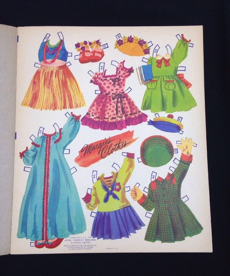 1949 Original Vintage Merrill Pig-Tails Toddler Girl Paper Doll Book Uncut