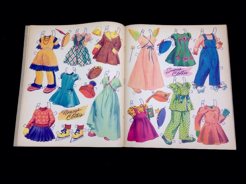 1949 Original Vintage Merrill Pig-Tails Toddler Girl Paper Doll Book Uncut