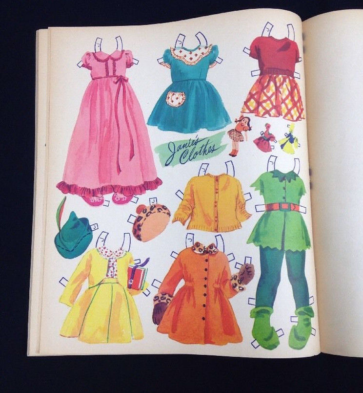 1949 Original Vintage Merrill Pig-Tails Toddler Girl Paper Doll Book Uncut