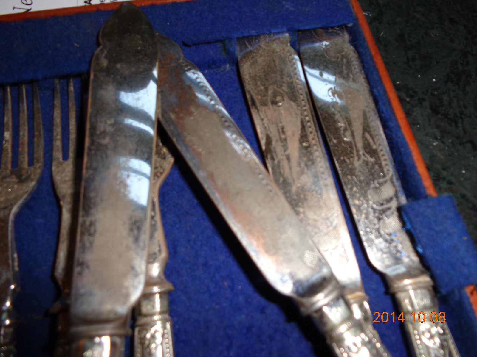 fine antique silver plated English fish flatware set for 12