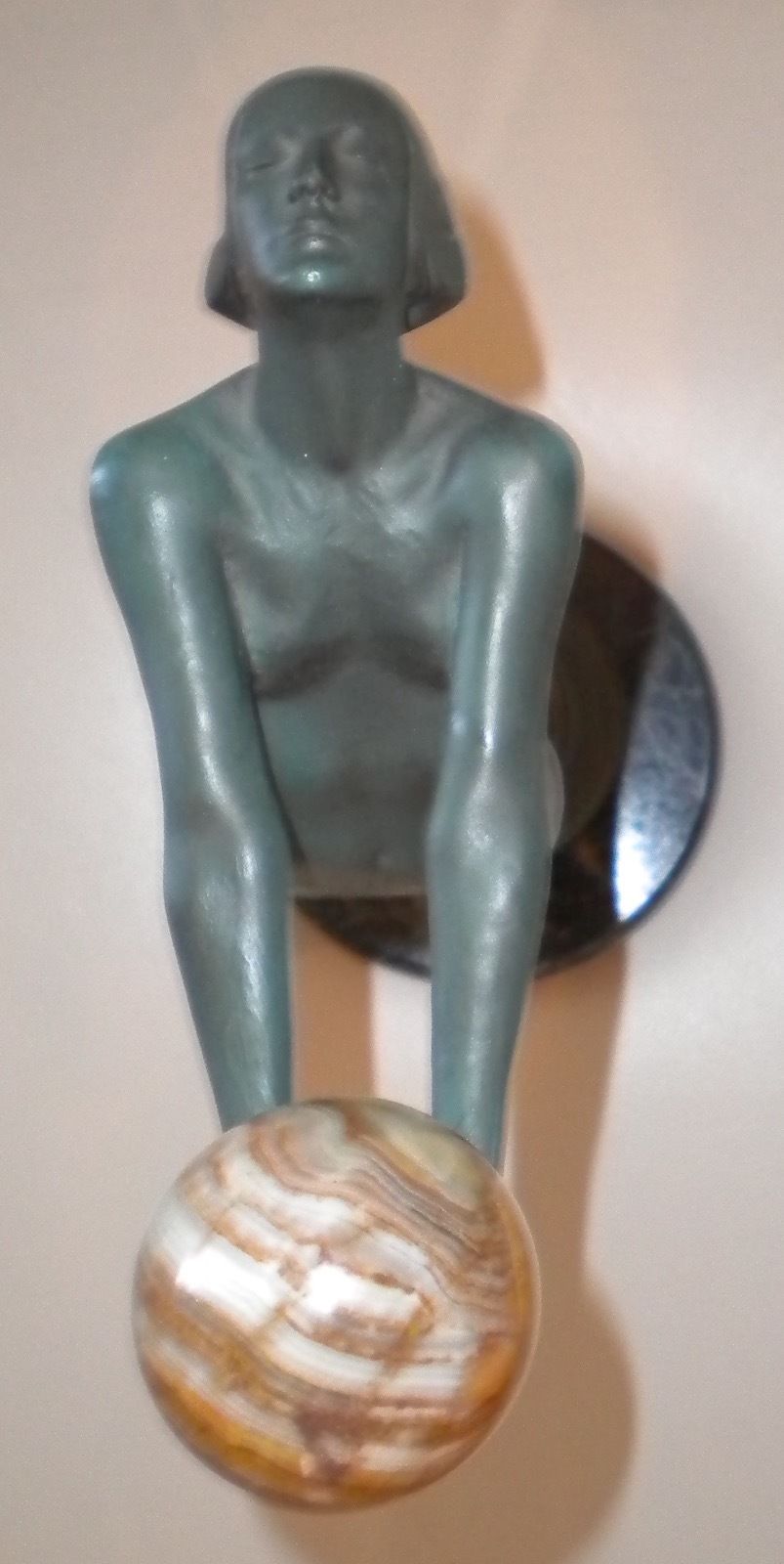 Max Le Verrier Art Deco Bronze Sculpture, Lady With Ball "Lueur"Signed