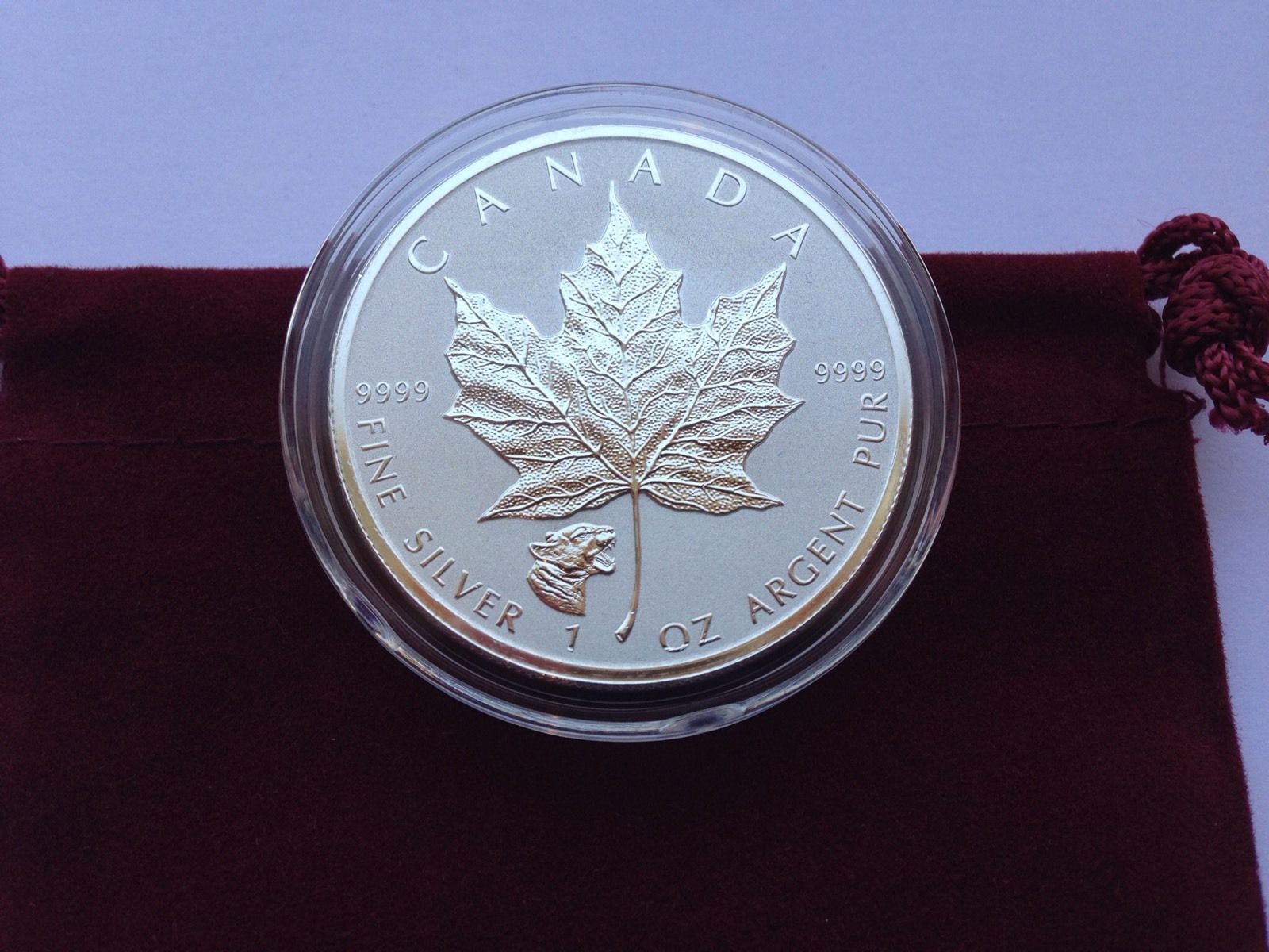 2017 Cougar Privy Canadian Maple Leaf  Reverse Proof 1oz Silver Coin Low Mintage