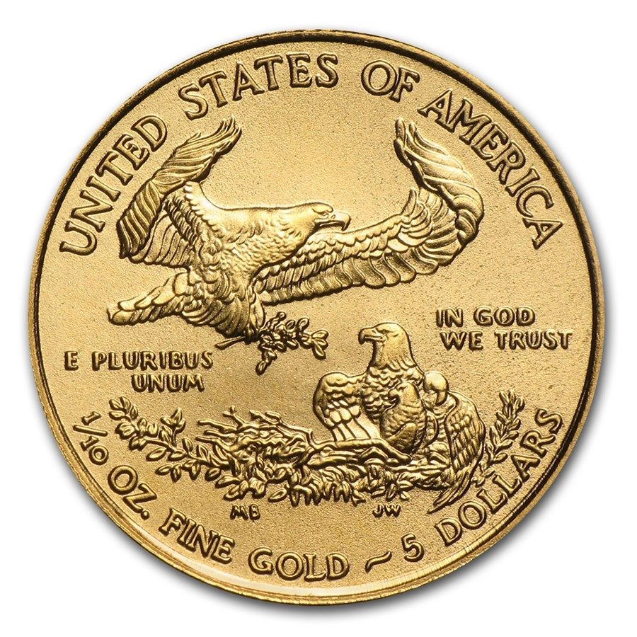 Piece or 5 dollars USA 1/10 d'once American Gold Eagle 1/10 oz gold