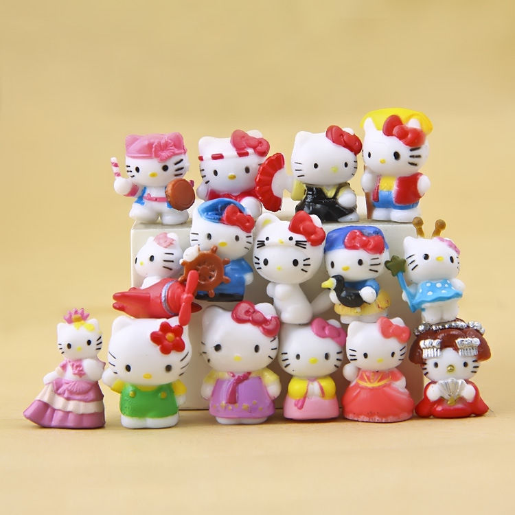 16pcs Hello Kitty Japan Anime Cute Mini Figures Collection Toy Gift 2cm