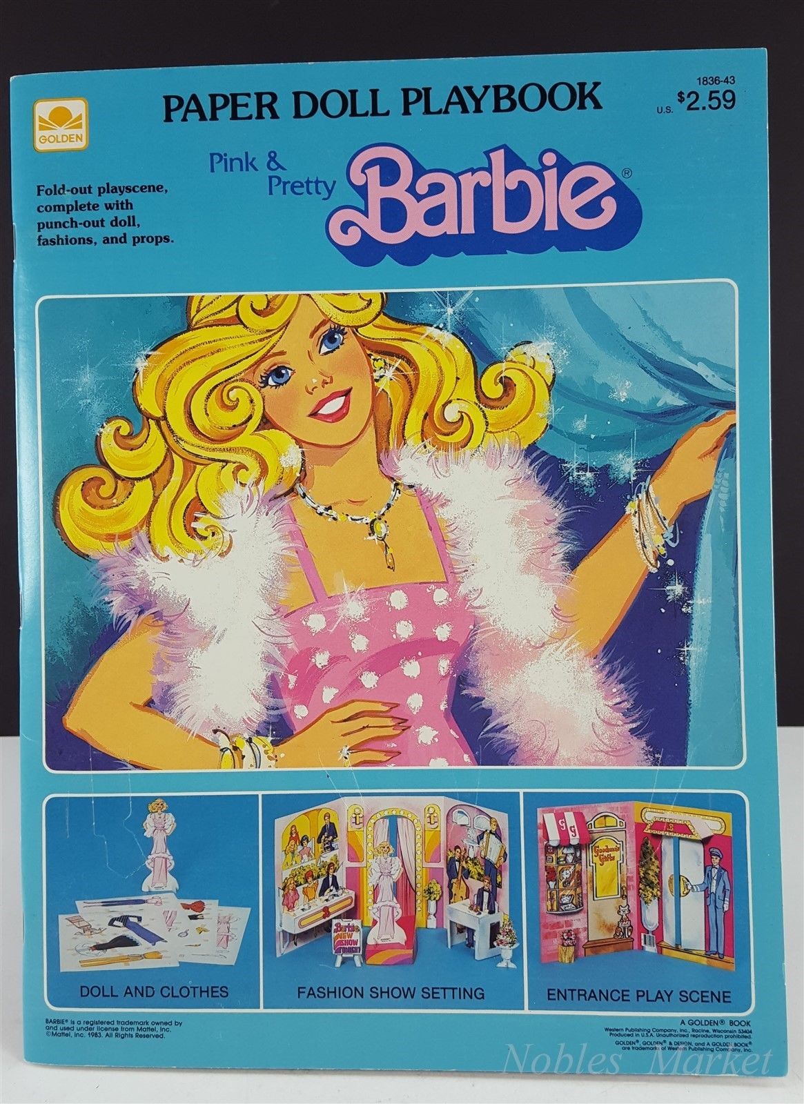 Barbie Pink & Pretty Paper Doll Playbook, Golden 1983 Uncut