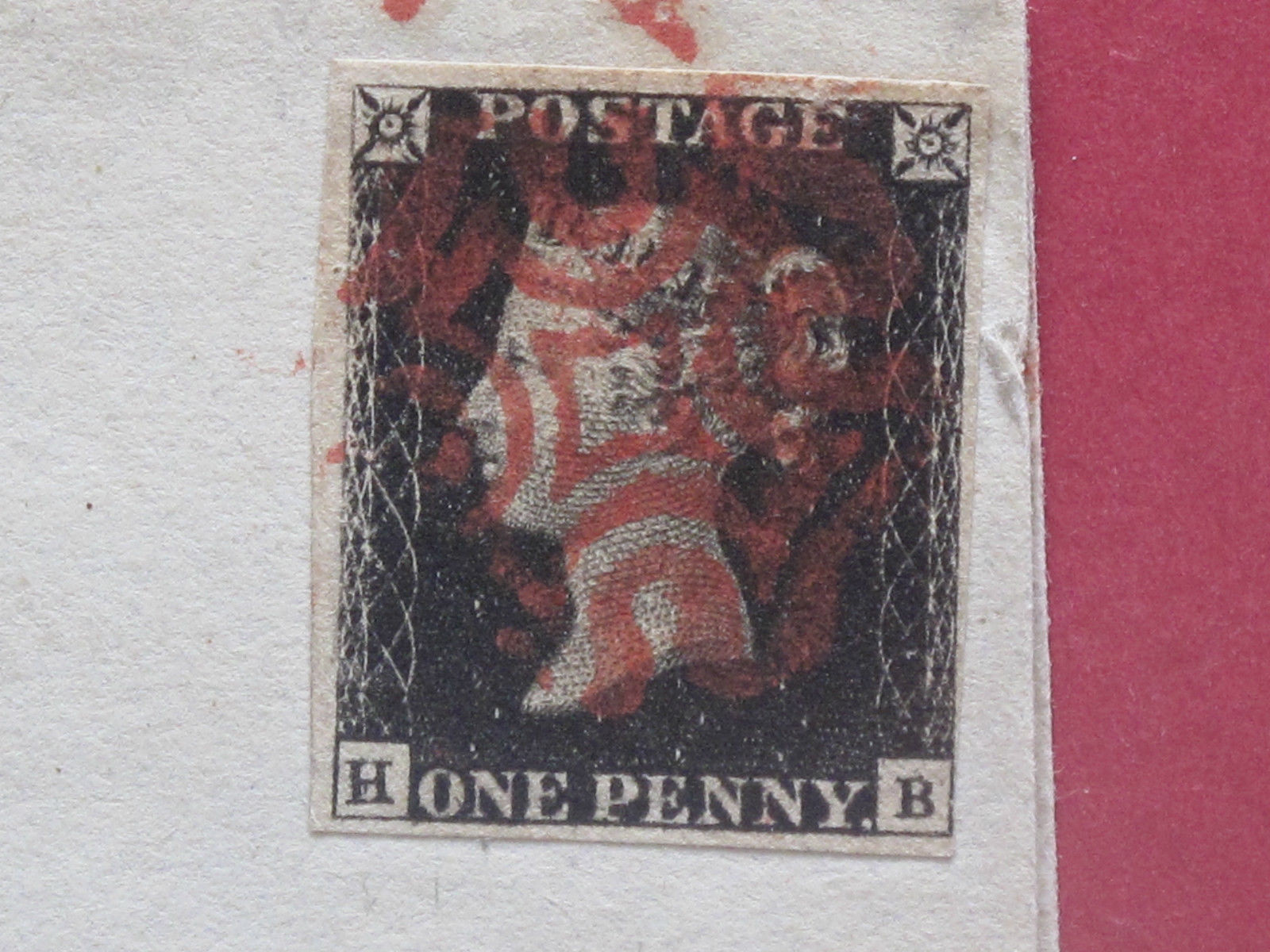 Lot #2937 Victoria 1840 1d Black Red Maltese Cross 4 Margins Plate 1b Used SG2