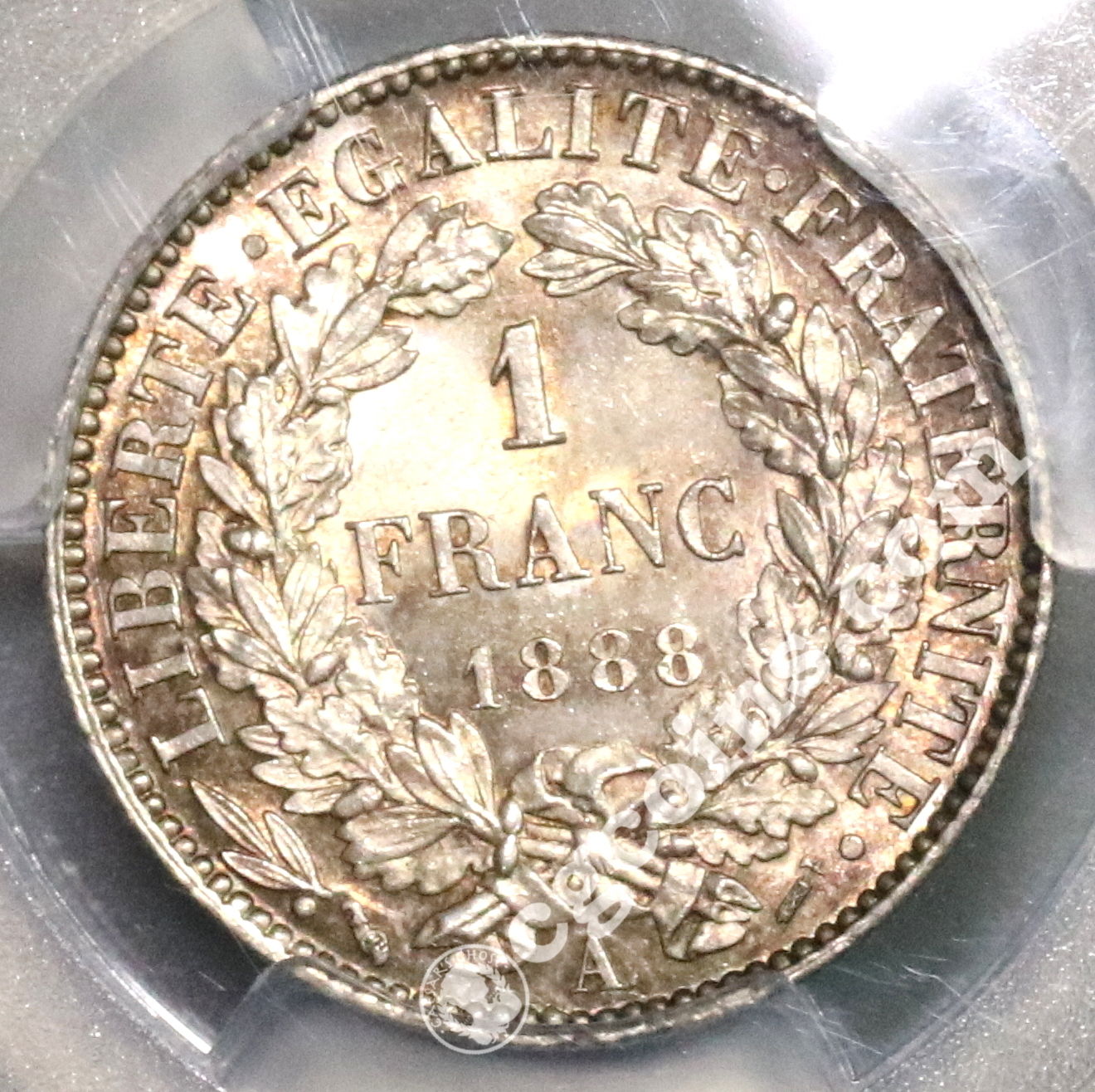 1888-A PCGS MS 65 France Silver 1 Franc GEM BU Ceres Coin (16090701D)