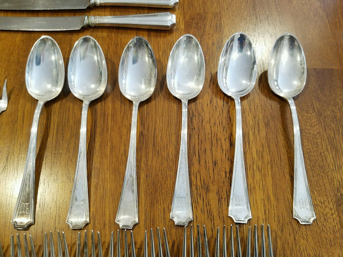 Early Gorham sterling silver Fairfax flatware serving set 55 pieces