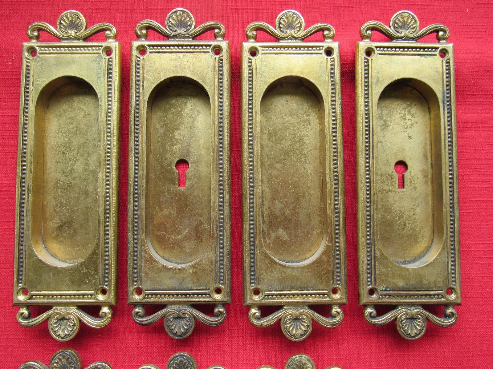 Antique Yale and Towne Brass Pocket Door Pulls - SOLD IN PAIRS