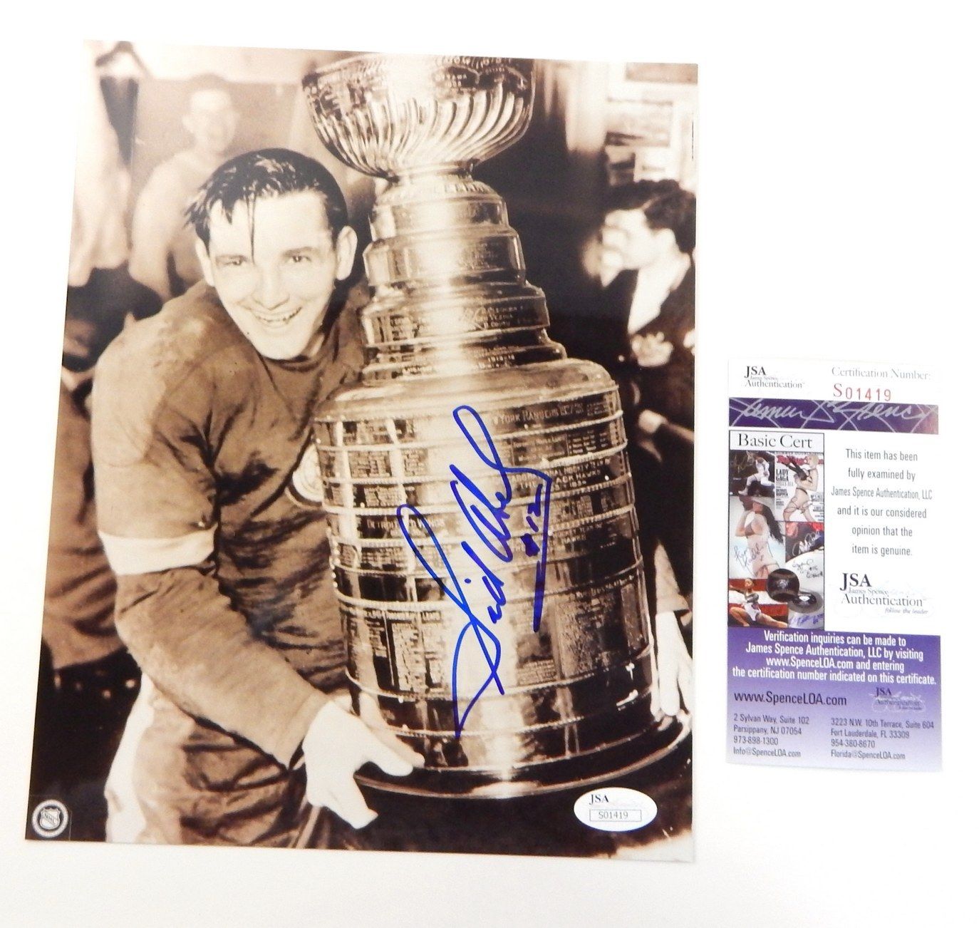 Sid Abel Signed 8x10 Black & White Photo ^ Red Wings  ^ JSA Autos