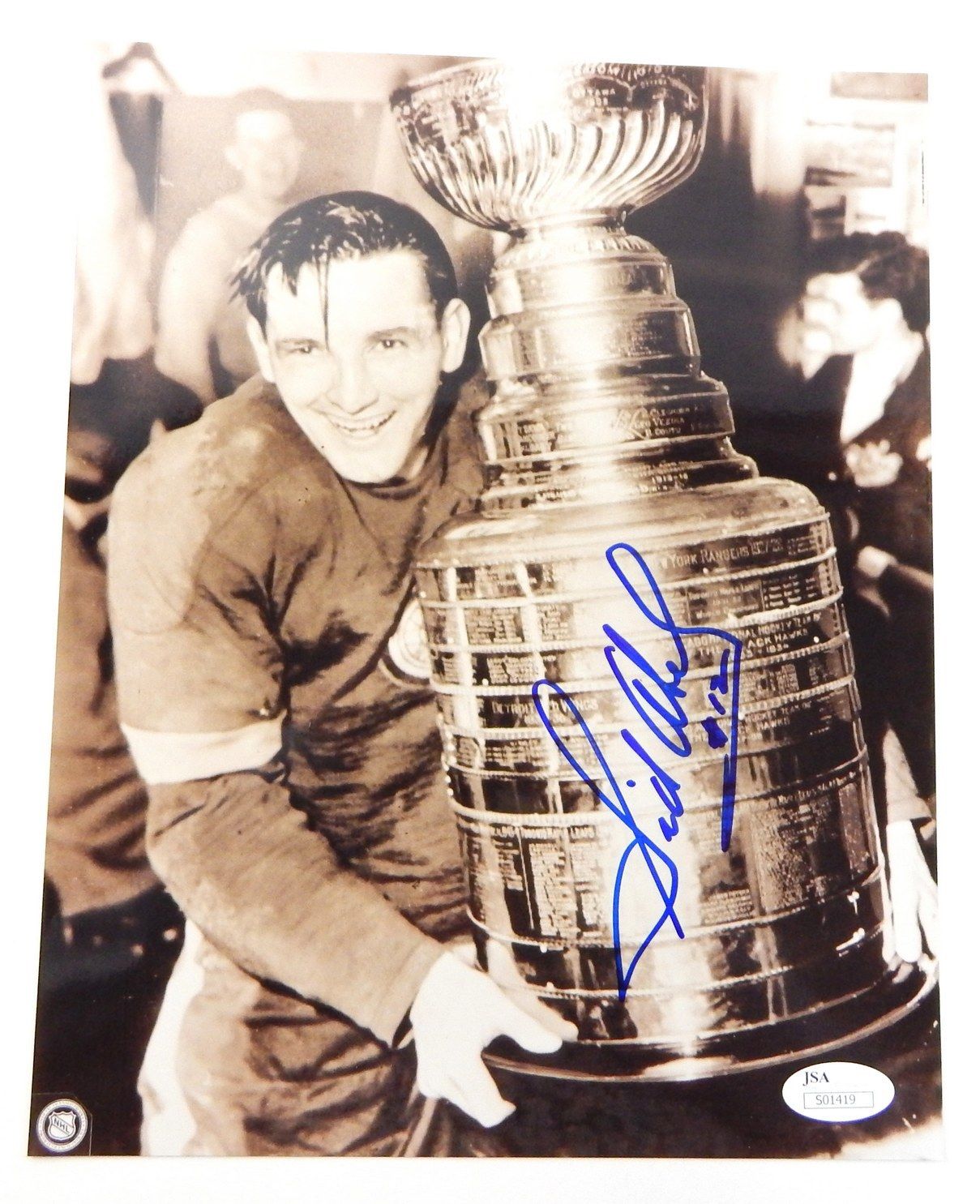 Sid Abel Signed 8x10 Black & White Photo ^ Red Wings  ^ JSA Autos