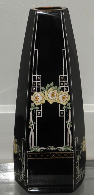 Unusual Antique Art Deco Enamel Decorated Austrian Glass Vase