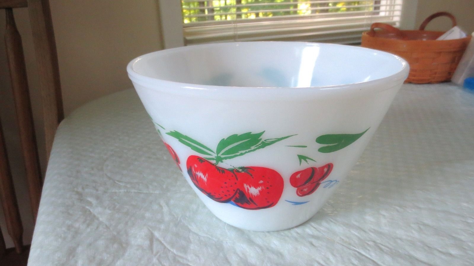 Vintage Fire King 1960's Cherries and Apples Mixing Bowl Large