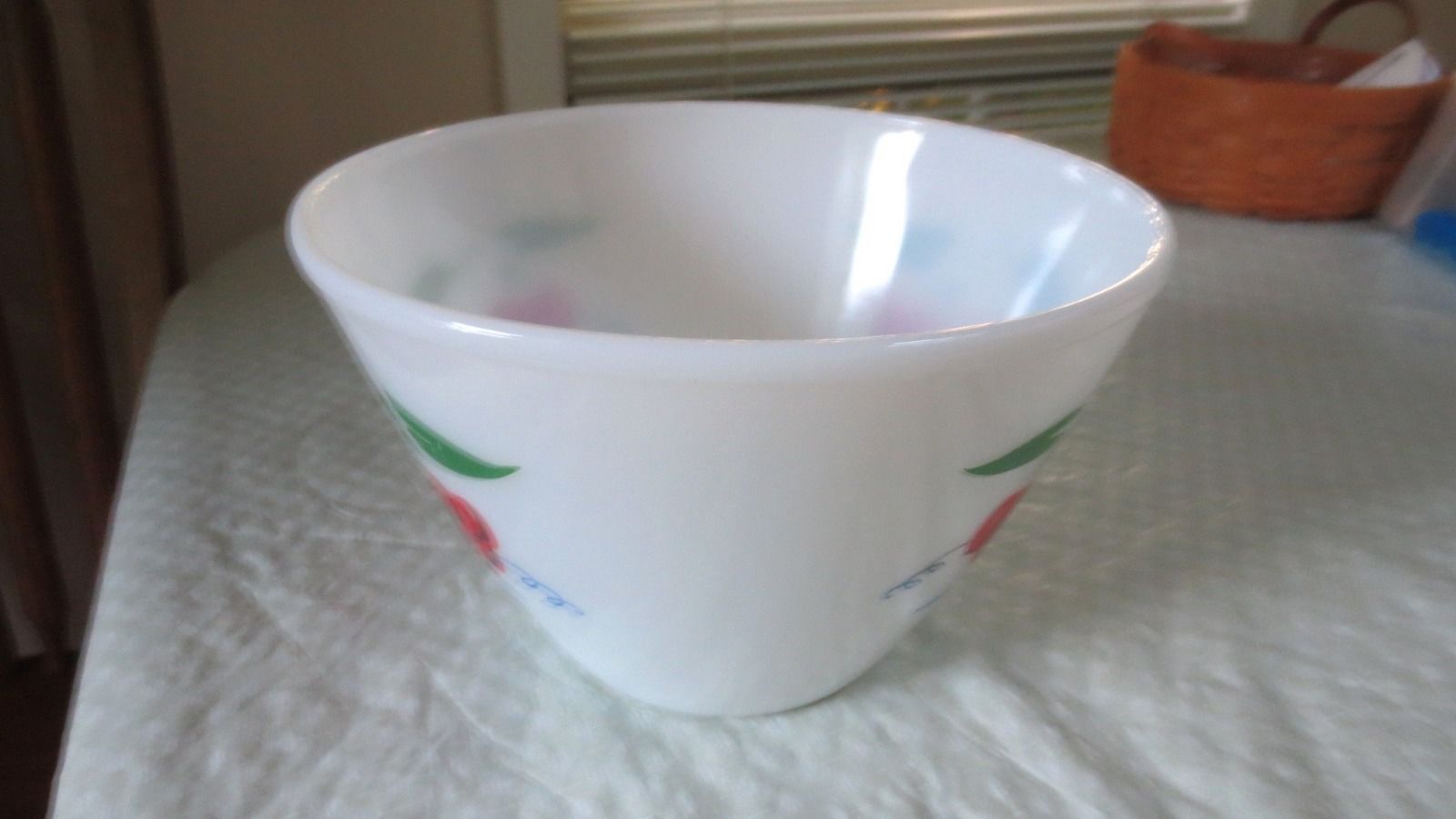 Vintage Fire King 1960's Cherries and Apples Mixing Bowl Large