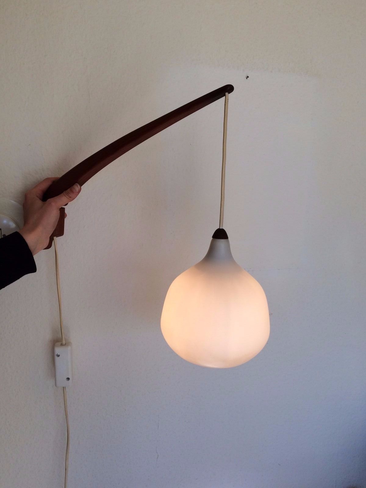 Vintage modern Scandinavian teak wall lamp by Uno & Östen Kristiansson