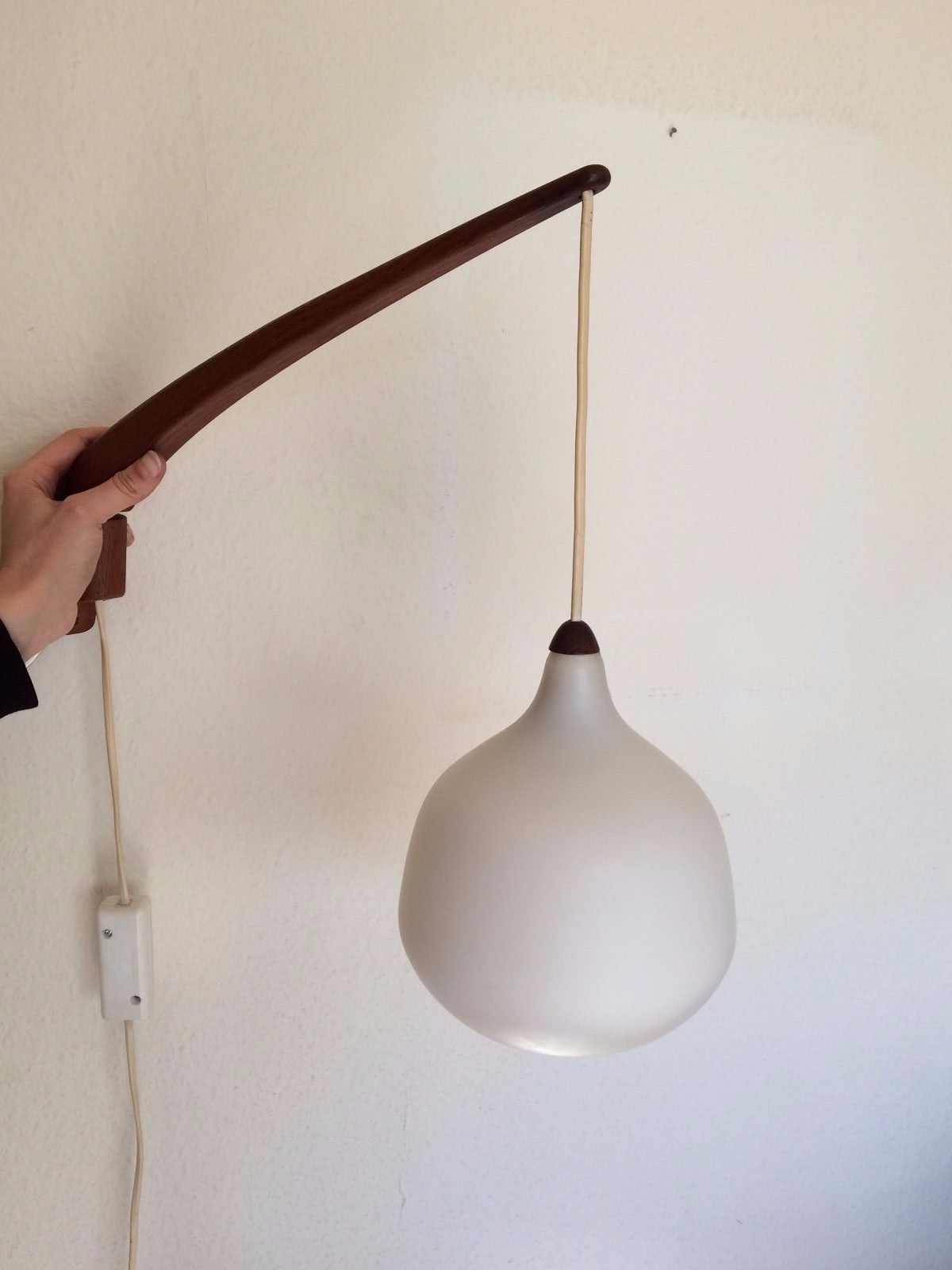 Vintage modern Scandinavian teak wall lamp by Uno & Östen Kristiansson