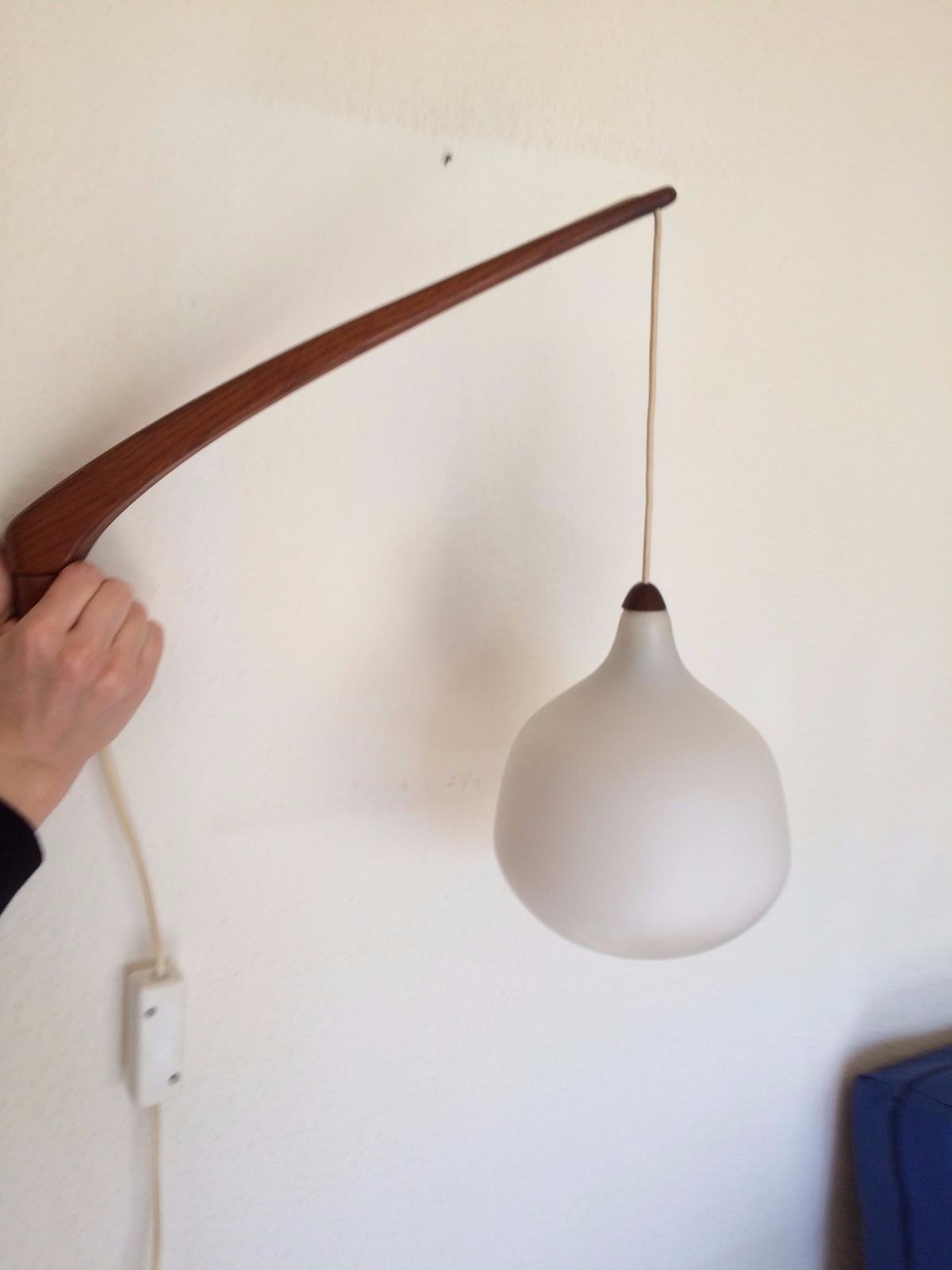 Vintage modern Scandinavian teak wall lamp by Uno & Östen Kristiansson