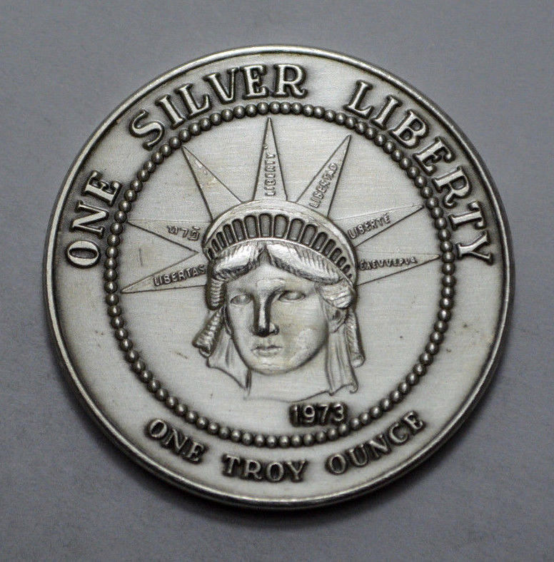 RARE AG 1973 ONE SILVER LIBERTY 1 TROY OZ .999+ FINE SILVER ROUND!!!