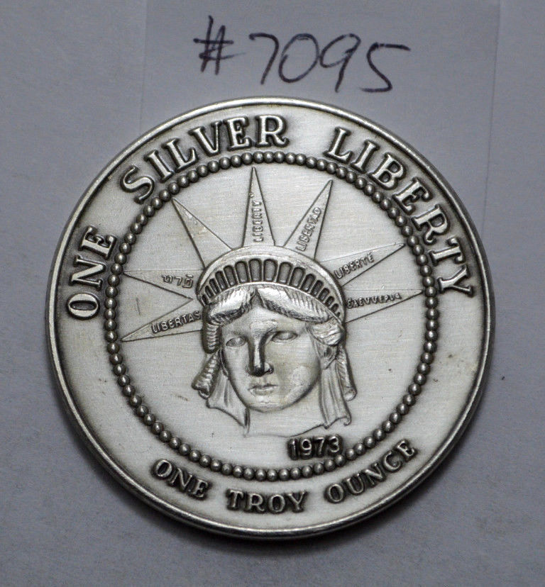 RARE AG 1973 ONE SILVER LIBERTY 1 TROY OZ .999+ FINE SILVER ROUND!!!