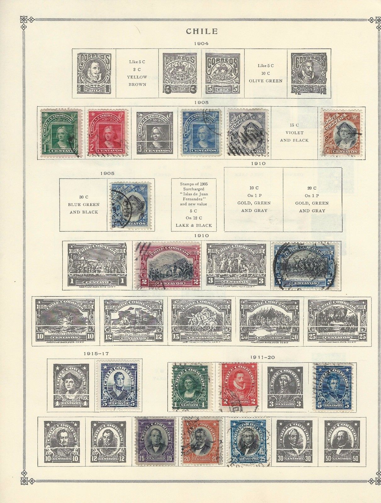 CHILE - NICE USED EARLY YEARS STAMPS COLLECTION (1853-1940) POSTAGE DUE ARE MINT