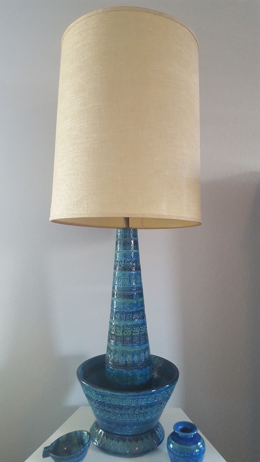 Bitossi rimini blue ceramic mid century lamp 60's