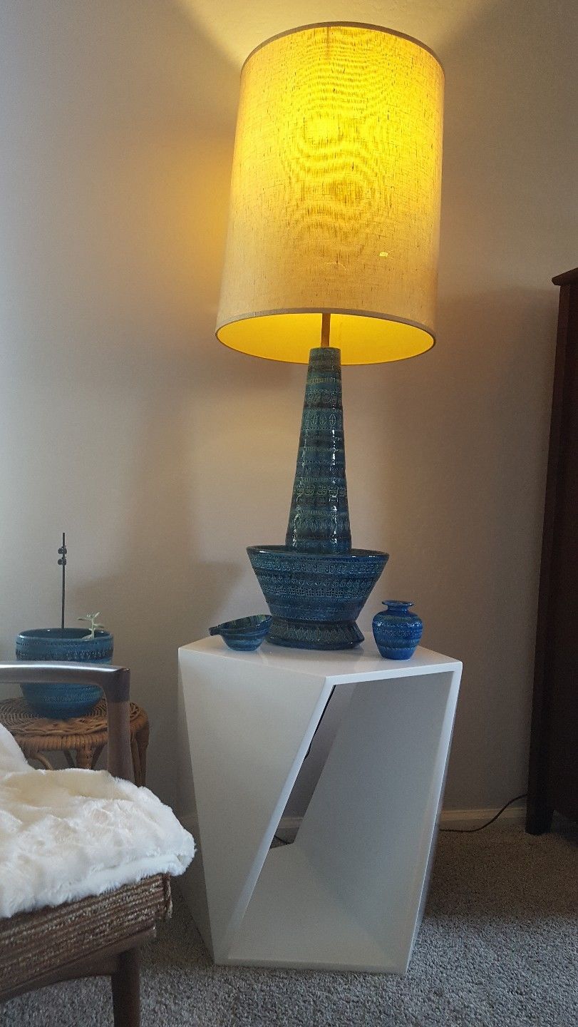 Bitossi rimini blue ceramic mid century lamp 60's