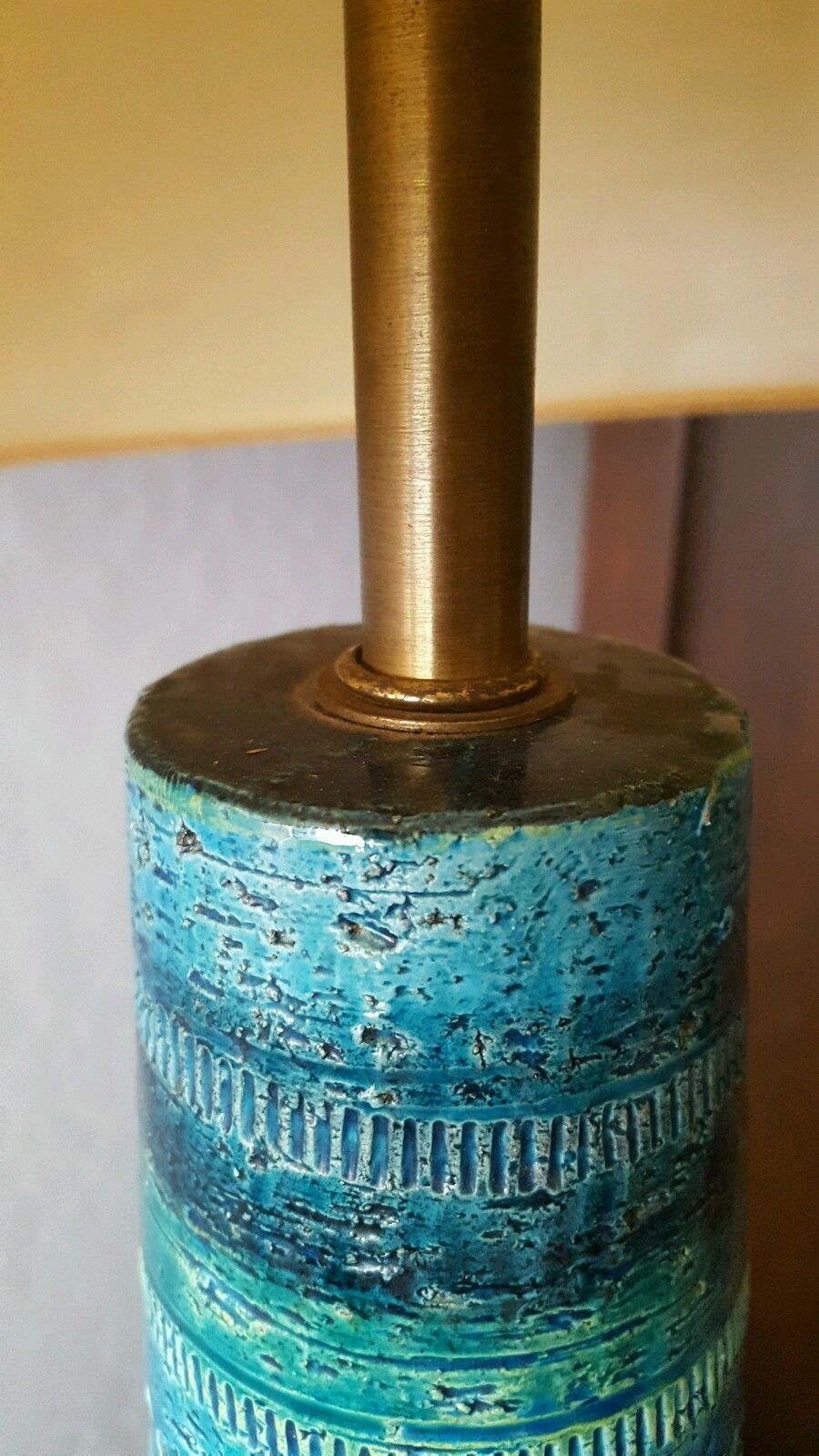 Bitossi rimini blue ceramic mid century lamp 60's