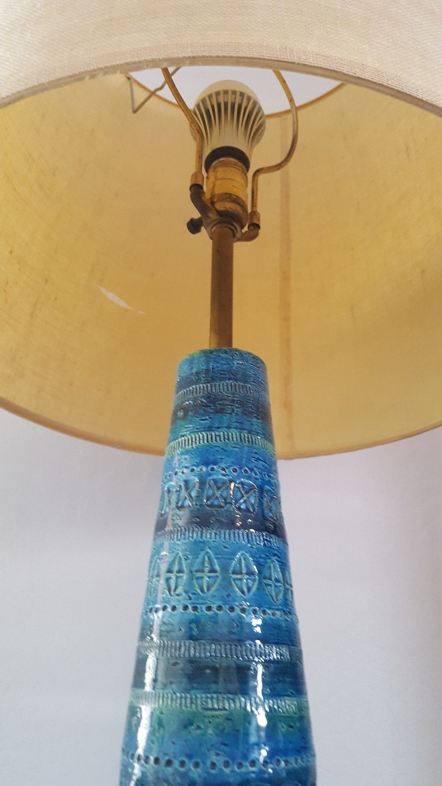 Bitossi rimini blue ceramic mid century lamp 60's