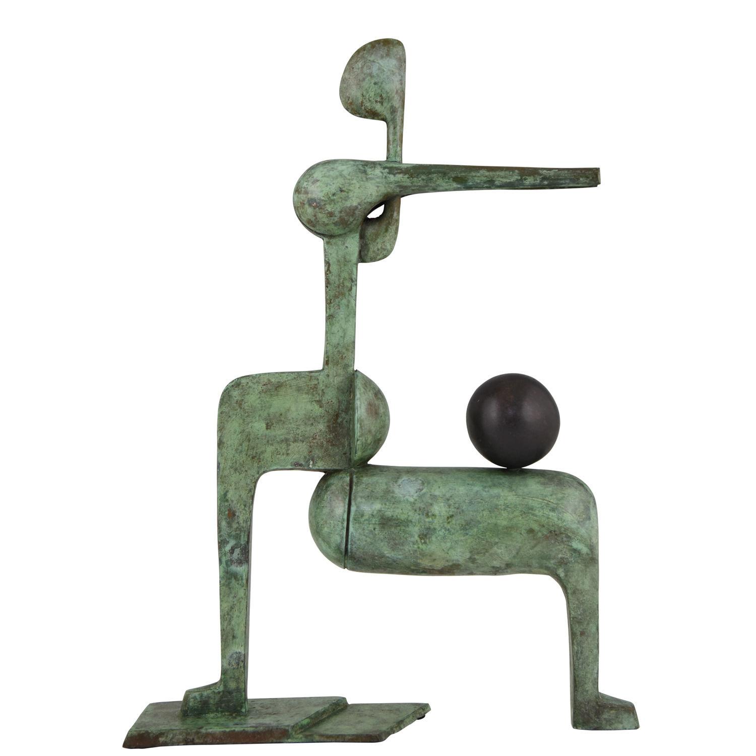 Bronze sculpture figure with ball by Stefan Vlasov, Mid Century Modernism