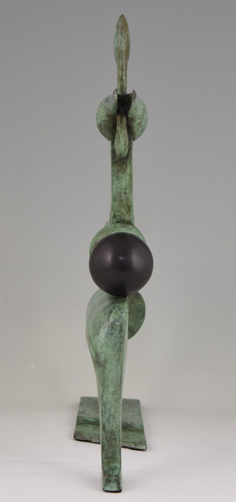 Bronze sculpture figure with ball by Stefan Vlasov, Mid Century Modernism