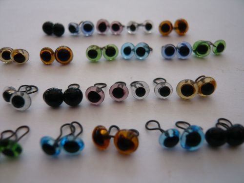 Glass Eyes 4mm - Needle Felting / Miniature Bears - (Looped back easy to sew)