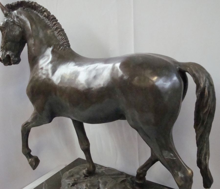 Statue Sculpture Horse Wildlife Art Deco Style Art Nouveau Style Bronze Signed