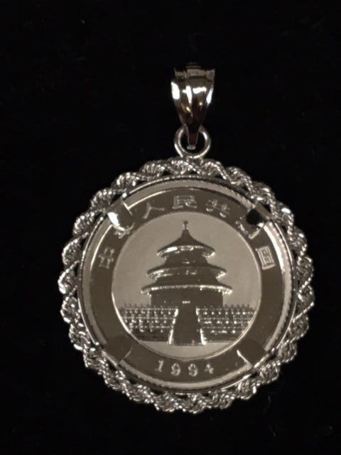 1994 China Panda 1/10oz. Platinum Coin in 14K White Gold Bezel Pendant, Key Date