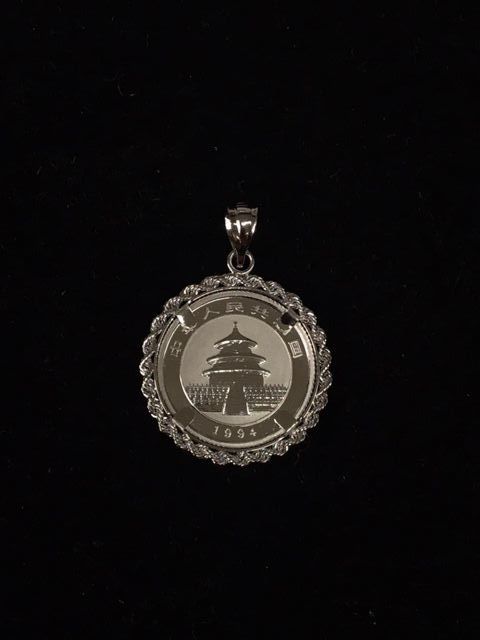 1994 China Panda 1/10oz. Platinum Coin in 14K White Gold Bezel Pendant, Key Date