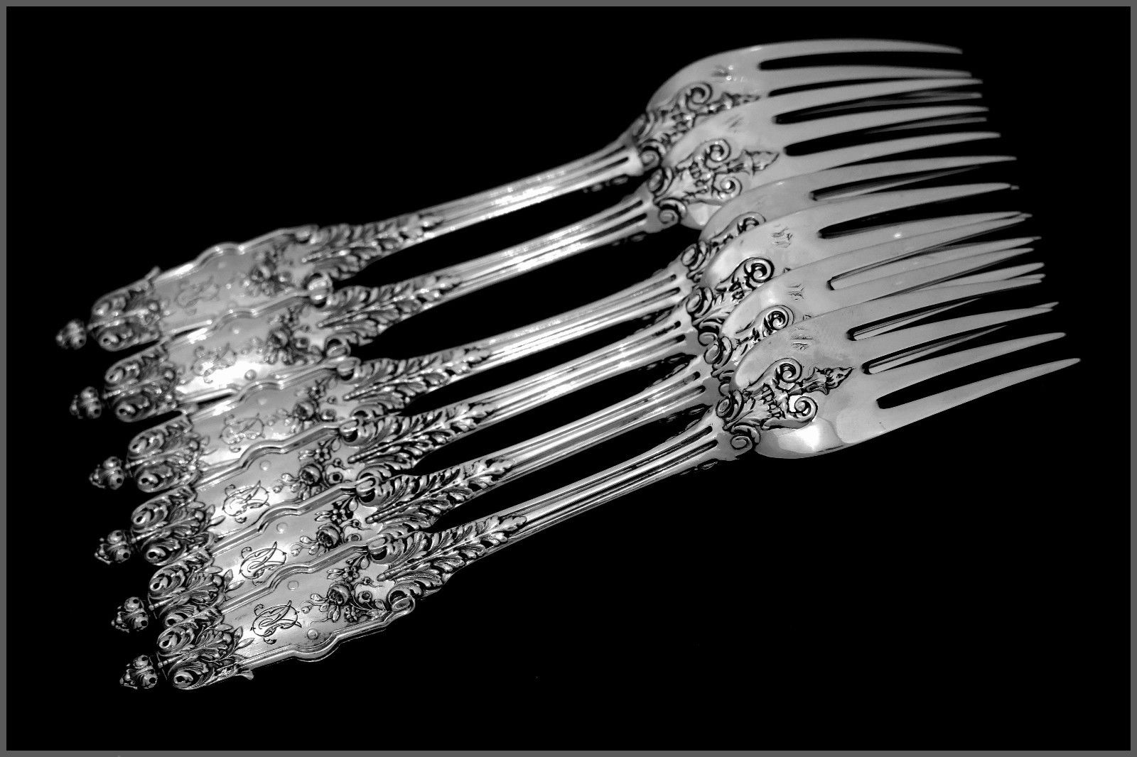 PUIFORCAT Fabulous French Sterling Silver Flatware Set 12 pc Acanthus