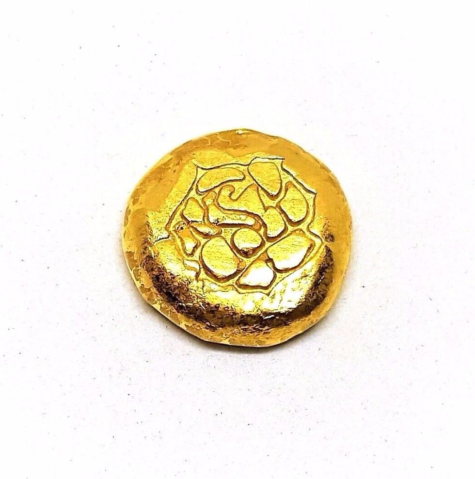 10 Gram .999 Fine 24k Gold Round - Hand Poured - Hand Stamped - Grimm Metals